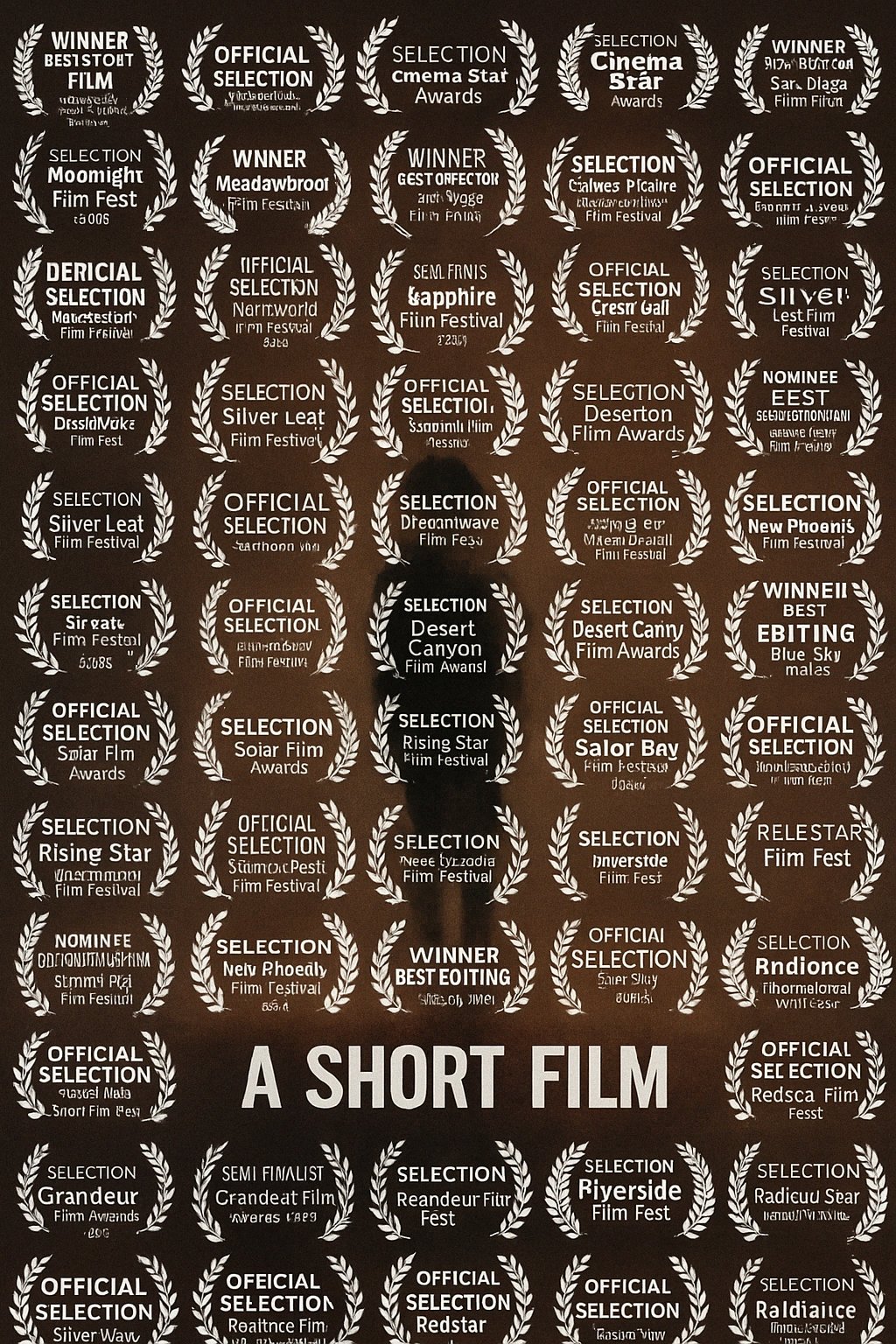 Affiche de film saturée de lauriers de festivals inconnus